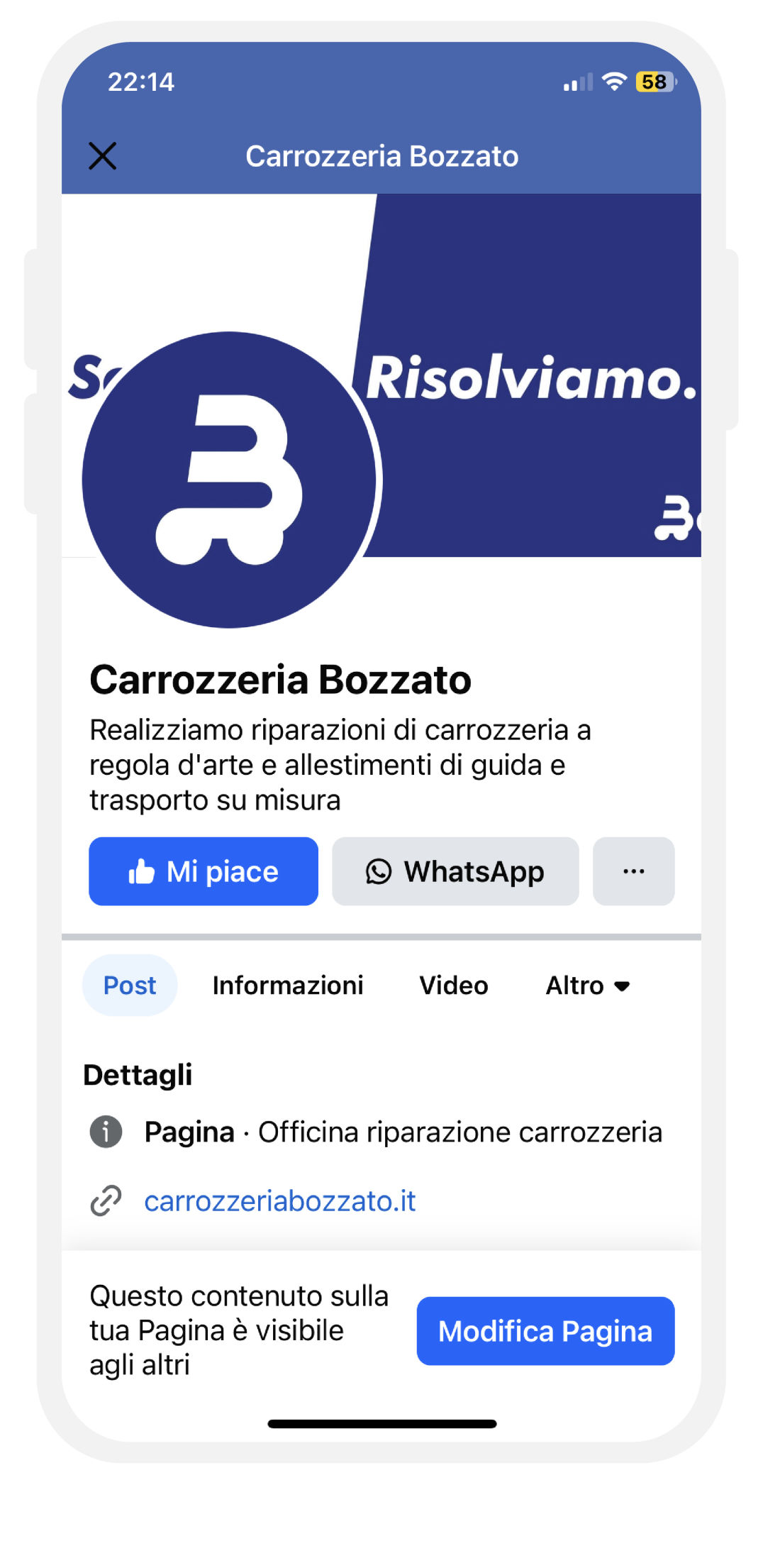 Pagina Facebook Carrozzeria Bozzato